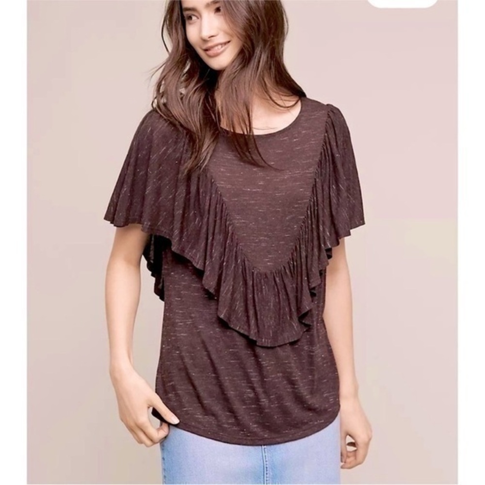 Dolan Anthropologie fringe/ruffle shirt
